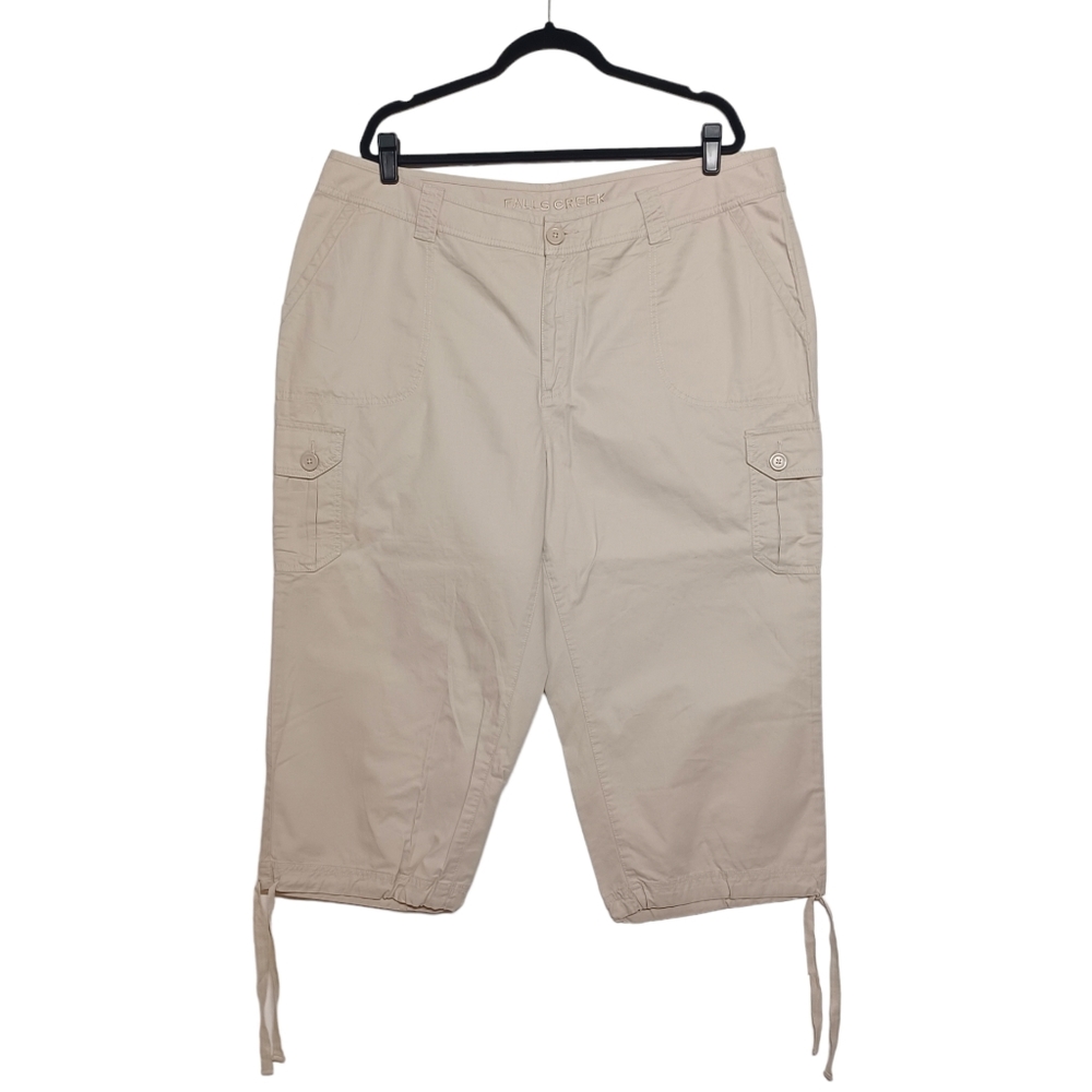 NEW FALLS CREEK Tan Cream Cargo Capri Cropped Pants 22W